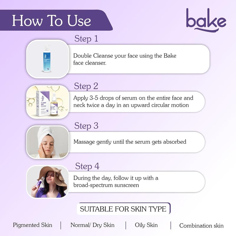 BAKE 2 Kojic Acid Face Serum with 5 Niacinamide 2 Glycolic Acid for Pigmentation Dark Spots For Dark Circles Tan Removal Sun Damaged Skin Skin Brightening Glowing 30ml - Image 5