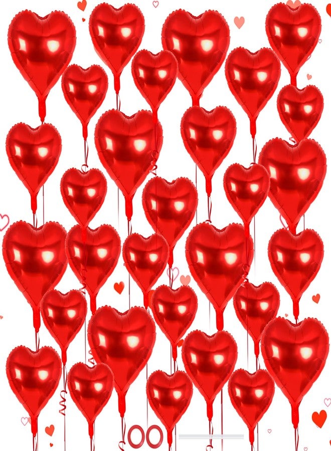 YOTHORN 30 Pcs Red Heart Balloons, 3 Sizes Heart Foil Mylar Balloon, Valentine Day Party Decorations, Love Balloon Valentine Balloons for Birthday Party Wedding Baby Shower Valentine Day Decorations (Red) - Image 1