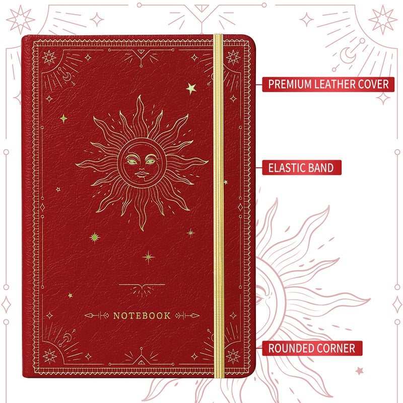 Artfan Ruled Notebook/Journal â€“ Premium Thick Paper Faux Leather Classic Writing Notebook with Pocket + Page Dividers Gifts, Banded, Large, 144 Pages, Hard Cover, Lined (5.8 x 8.4) - Red - Image 4
