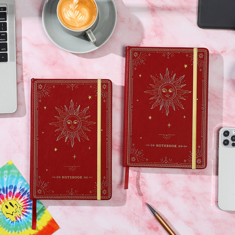 Artfan Ruled Notebook/Journal â€“ Premium Thick Paper Faux Leather Classic Writing Notebook with Pocket + Page Dividers Gifts, Banded, Large, 144 Pages, Hard Cover, Lined (5.8 x 8.4) - Red - Image 2
