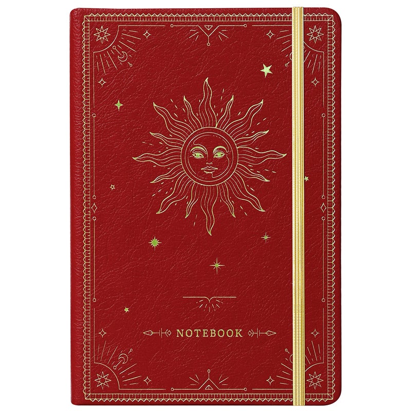 Artfan Ruled Notebook/Journal â€“ Premium Thick Paper Faux Leather Classic Writing Notebook with Pocket + Page Dividers Gifts, Banded, Large, 144 Pages, Hard Cover, Lined (5.8 x 8.4) - Red - Image 1