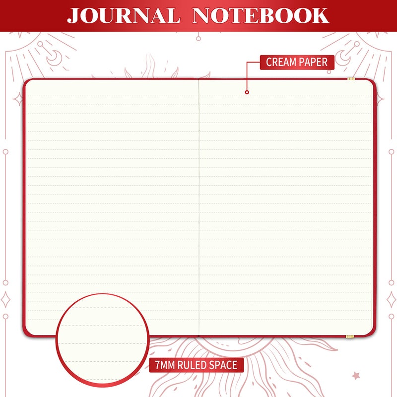 Artfan Ruled Notebook/Journal â€“ Premium Thick Paper Faux Leather Classic Writing Notebook with Pocket + Page Dividers Gifts, Banded, Large, 144 Pages, Hard Cover, Lined (5.8 x 8.4) - Red - Image 5