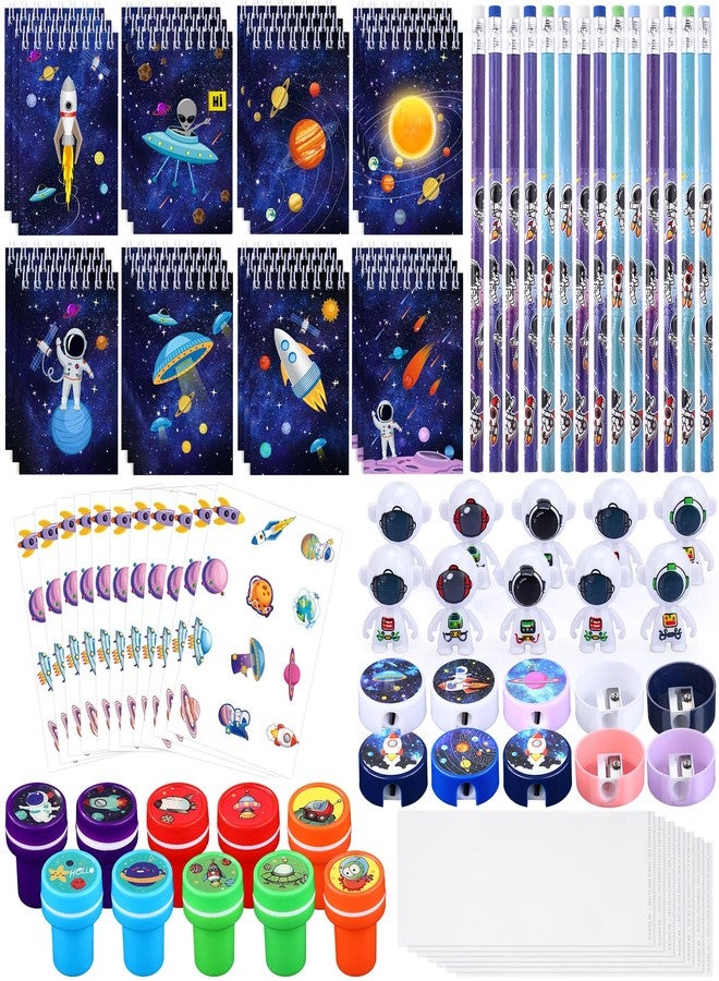 Faccito 86 Sets Space Party Favors Astronaut Party Favors Space Stationery Set Classroom Reward Gifts Prizes Notepads Pencils Stampers Sharpener Stickers Astronaut Model Birthday Decoration - Image 1