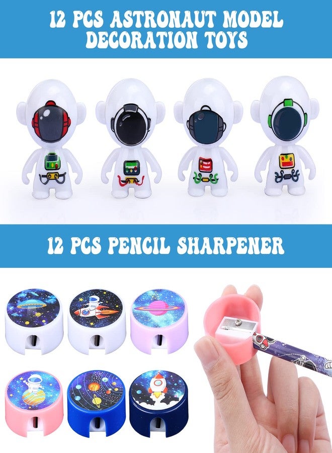 Faccito 86 Sets Space Party Favors Astronaut Party Favors Space Stationery Set Classroom Reward Gifts Prizes Notepads Pencils Stampers Sharpener Stickers Astronaut Model Birthday Decoration - Image 4