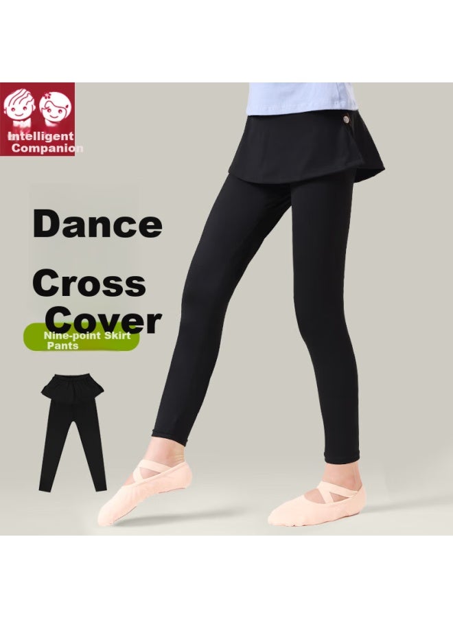 Smart Friends Zhi You Ban Children's Dance Nine-point Skirt Pants Girls Ballet Dance Practice Pants Black Training Long Pants High Waist Slim Fit Body Pants - Image 1
