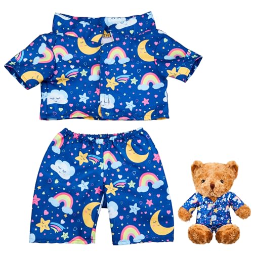 Bunnycool 2 Pcs PJs Bear Clothes Outfit Fit Most 1216 Inch Bears Stuffed Clothes Pajamas Plushy for Stuffed Pre Kindergarten ToysBluePajamas - Image 1