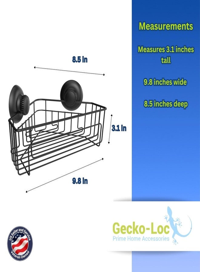 Gecko-Loc Corner Bathroom Shower Caddy shelf organizer suction cup wall storage basket - bath kitchen shampoo accessories shelves organizers caddies - Black - Image 4