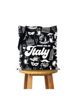 WCGXKO Italian Gift Italy Travel Gift Italy City Italy Trip Italy Trip Shopping Bag Tote Bag (Italy Black Tote)  - Image 1
