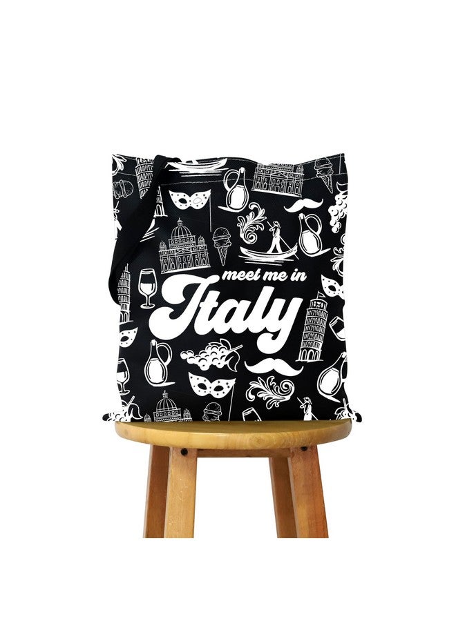 WCGXKO Italian Gift Italy Travel Gift Italy City Italy Trip Italy Trip Shopping Bag Tote Bag (Italy Black Tote) - Image 1
