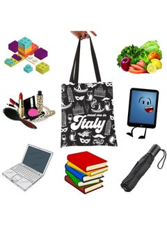 WCGXKO Italian Gift Italy Travel Gift Italy City Italy Trip Italy Trip Shopping Bag Tote Bag (Italy Black Tote)  - Image 3