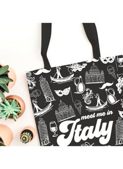 WCGXKO Italian Gift Italy Travel Gift Italy City Italy Trip Italy Trip Shopping Bag Tote Bag (Italy Black Tote)  - Image 5