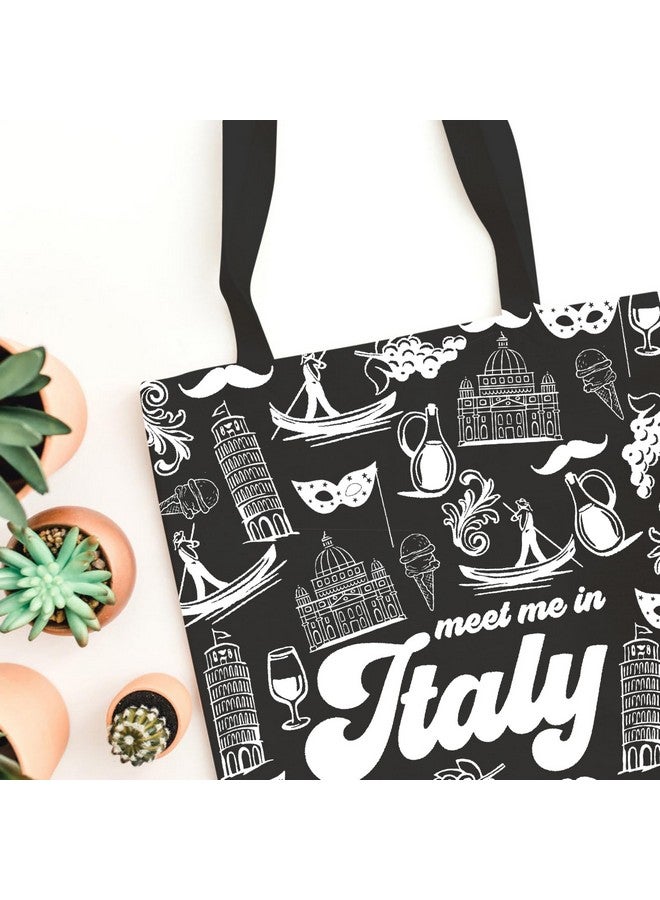 WCGXKO Italian Gift Italy Travel Gift Italy City Italy Trip Italy Trip Shopping Bag Tote Bag (Italy Black Tote) - Image 5