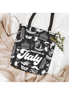 WCGXKO Italian Gift Italy Travel Gift Italy City Italy Trip Italy Trip Shopping Bag Tote Bag (Italy Black Tote)  - Image 4