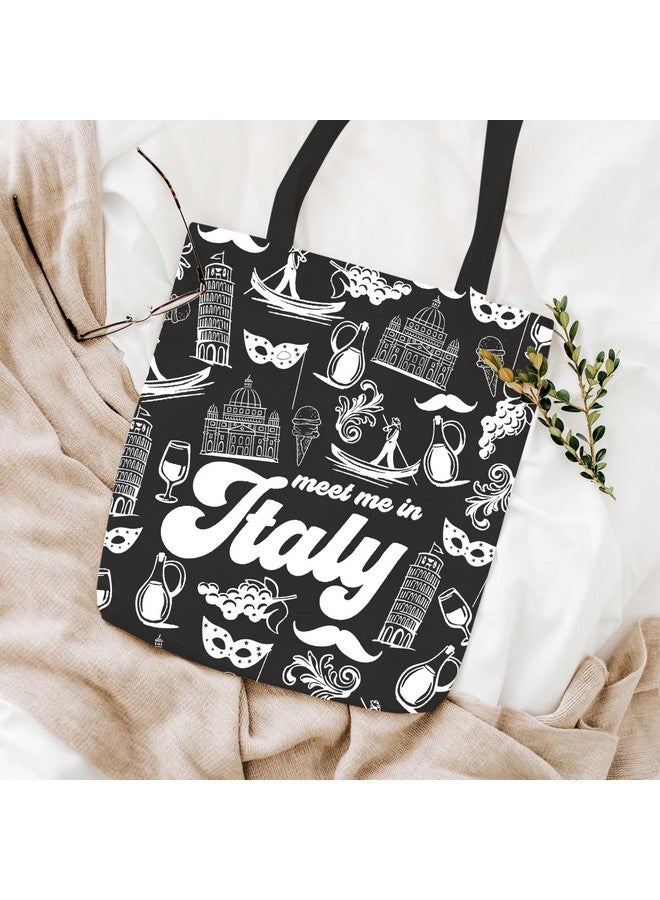 WCGXKO Italian Gift Italy Travel Gift Italy City Italy Trip Italy Trip Shopping Bag Tote Bag (Italy Black Tote) - Image 4