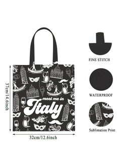 WCGXKO Italian Gift Italy Travel Gift Italy City Italy Trip Italy Trip Shopping Bag Tote Bag (Italy Black Tote)  - Image 2