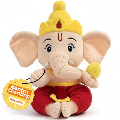 WonderBuddy Divine Mantra Chanting Baby Ganesha with 10 Preloaded Mantras & Aartis, Musical Soft Plush Toy, Best Gift for Infants, Toddlers & Kids (Medium - 25 Cm) - Image 1