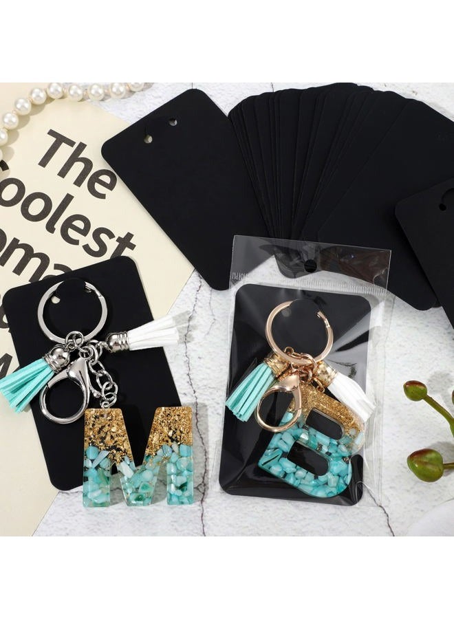 Pajean 320 Pcs Keychain Display Cards Self Sealing Bags 2.3 x 3.5 Inch Jewelry Cards for Selling Small Business Necklace Packaging (Black) - Image 5