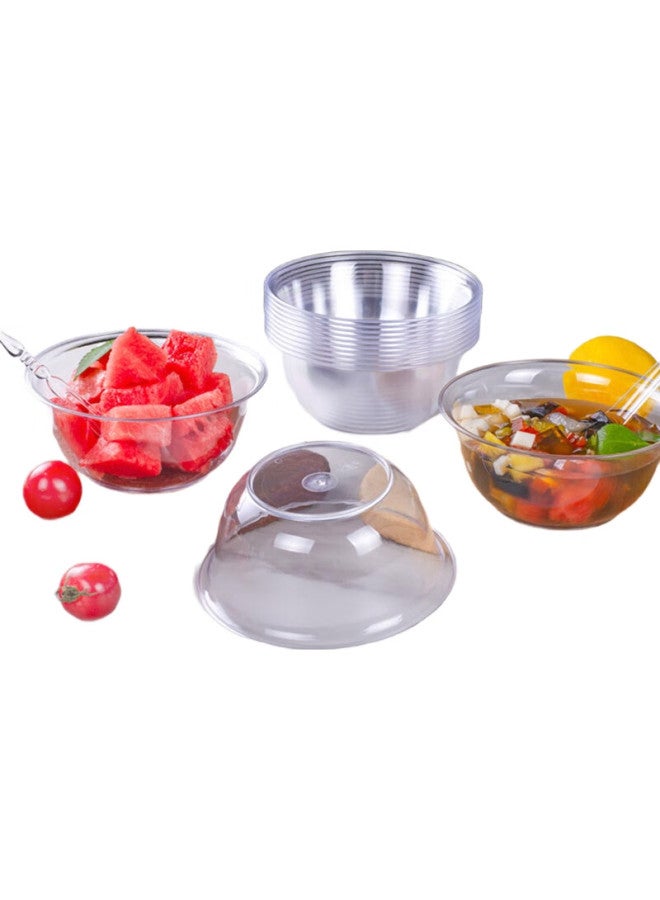 All-round Quanshi Disposable Aviation Bowls, Crystal Bowls, Fruit Plates, Sauce Dishes, Hard Plastic Dessert Bowls, 280Ml, 100 Pieces, Tableware, Plastic Bowls - Image 2