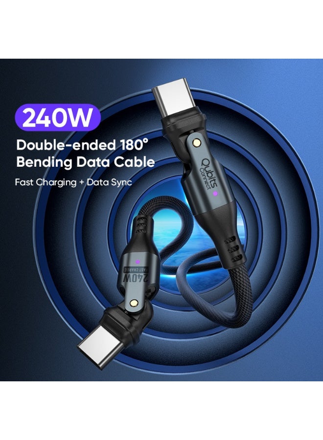 Qubits Connect 240W USB C to USB C Cable 6FT/1.8M PD 3.1 48V/5A Super-Fast Charging & Data Sync Cable Dual 180° Rotating Type-C Heads Compatible with MacBook, iPad, iPhone 17, Galaxy, Pixel & More - Image 2