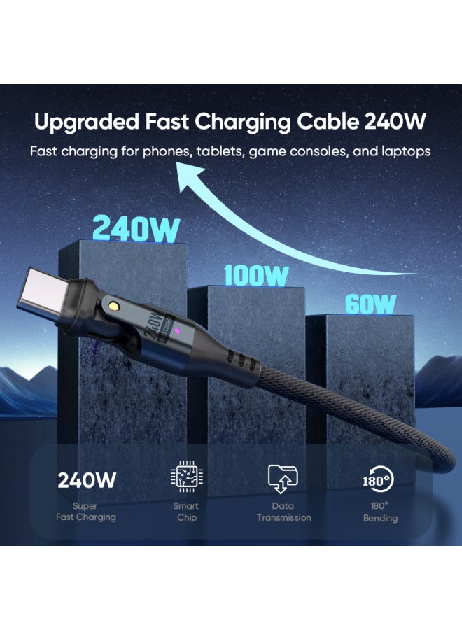 Qubits Connect 240W USB C to USB C Cable 6FT/1.8M PD 3.1 48V/5A Super-Fast Charging & Data Sync Cable Dual 180° Rotating Type-C Heads Compatible with MacBook, iPad, iPhone 17, Galaxy, Pixel & More - Image 5