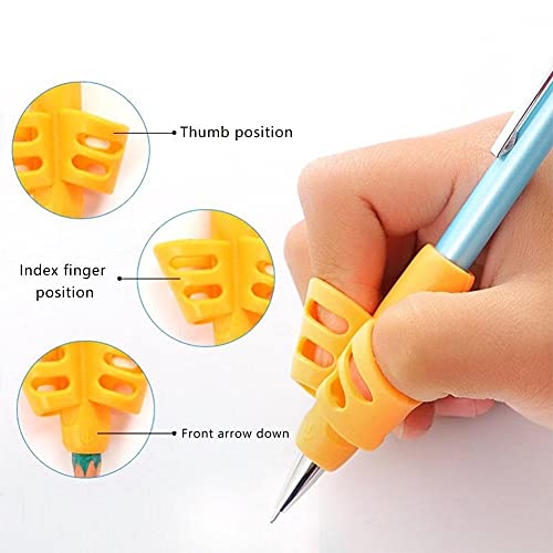 AKRIZA 1PCS Creative Silicone Two Finger Pencil Grips Student Pen Holder for Kids Children Writing Correction Tool - Multicolor - Image 3
