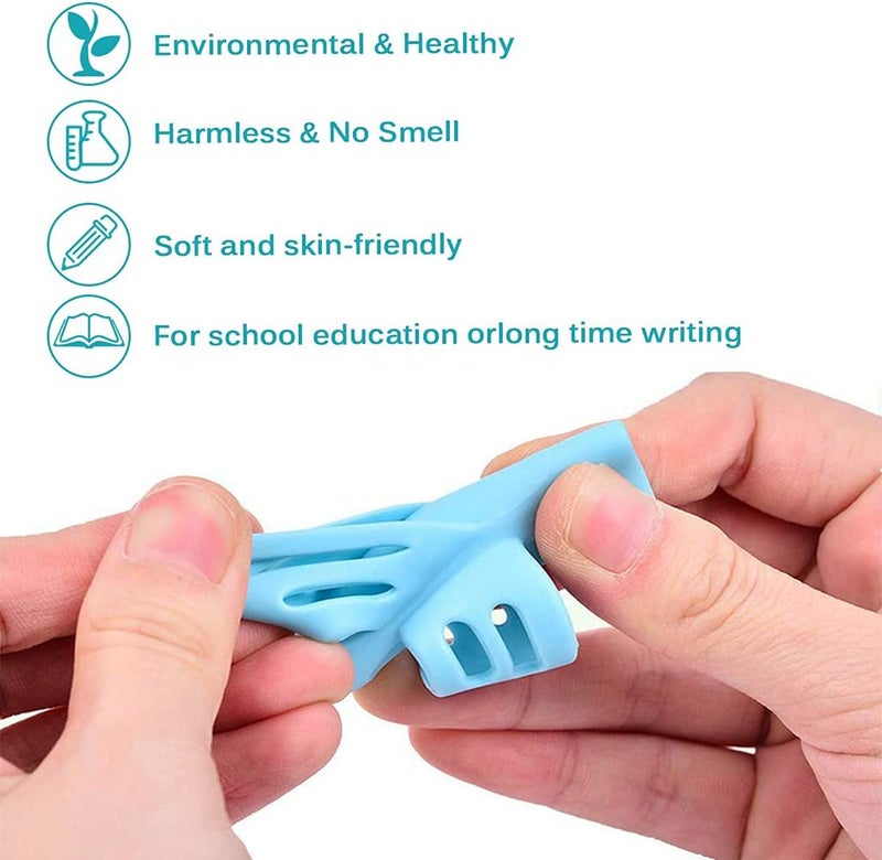 AKRIZA 1PCS Creative Silicone Two Finger Pencil Grips Student Pen Holder for Kids Children Writing Correction Tool - Multicolor - Image 4
