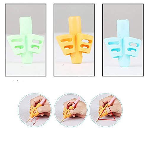 AKRIZA 1PCS Creative Silicone Two Finger Pencil Grips Student Pen Holder for Kids Children Writing Correction Tool - Multicolor - Image 2