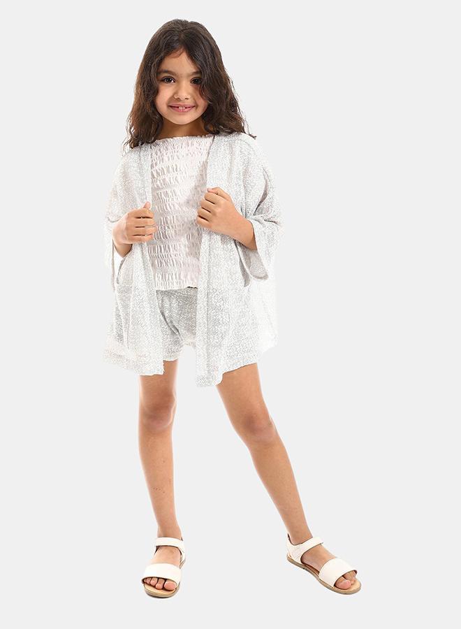 kady 3/4 Sleeves Knitted Pattern Open Neckline Girls Cardigan Set girls shane 10 - Image 1