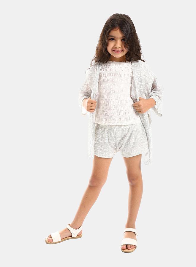 kady 3/4 Sleeves Knitted Pattern Open Neckline Girls Cardigan Set girls shane 10 - Image 2