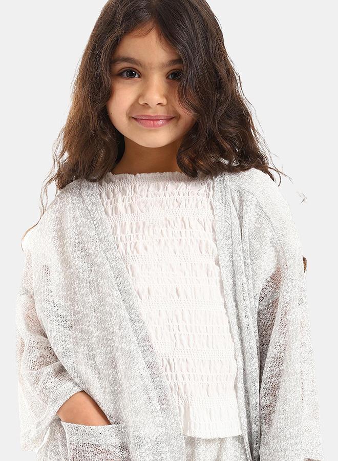 kady 3/4 Sleeves Knitted Pattern Open Neckline Girls Cardigan Set girls shane 10 - Image 4