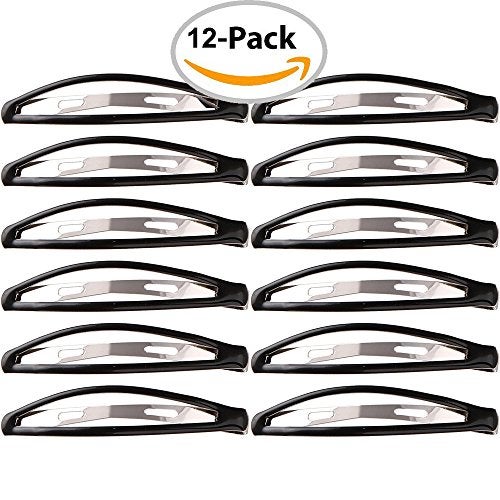 LONEEDY Pack of 12 Large Metal Stoving Varnish Hair Snap Clips, No-slip Hair Clips Barrettes For Women and Girl (Black) - Image 2
