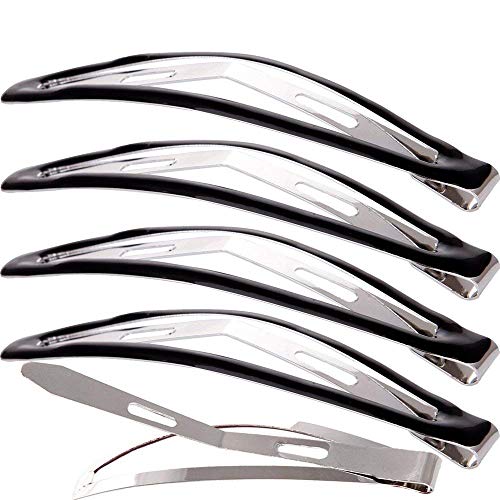 LONEEDY Pack of 12 Large Metal Stoving Varnish Hair Snap Clips, No-slip Hair Clips Barrettes For Women and Girl (Black) - Image 1