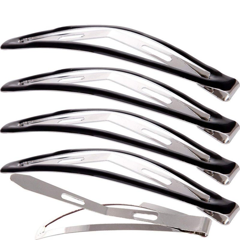 LONEEDY Pack of 12 Large Metal Stoving Varnish Hair Snap Clips, No-slip Hair Clips Barrettes For Women and Girl (Black) - Image 5