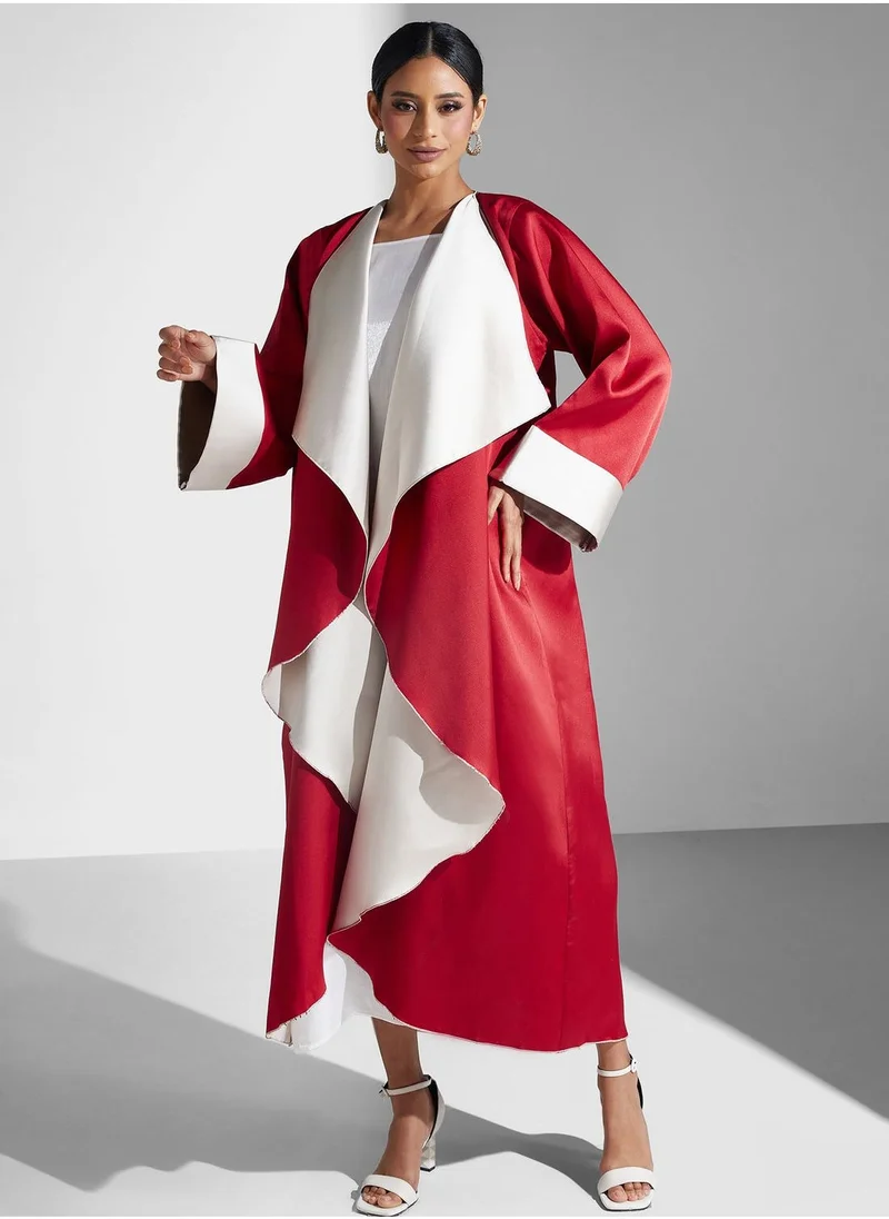 Meem by Mariyah Wide Sleeve Contrast Detail Abaya