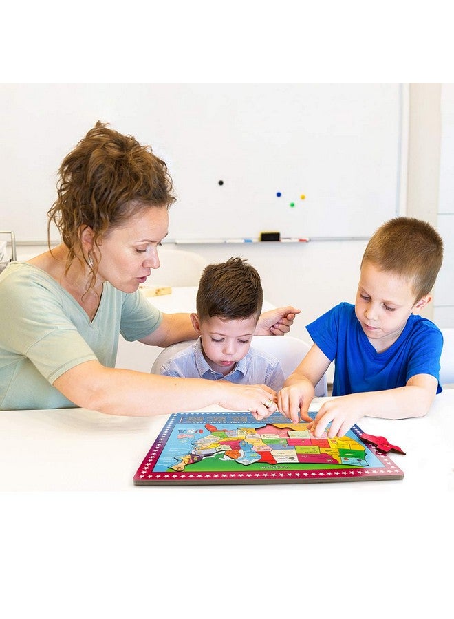 Joqutoys Wooden Usa Map Puzzle 46 Pieces Us Map Puzzle For Kids Educational Geography Puzzles United States Map Puzzle For Boys Girls Birthday Gift - Image 3