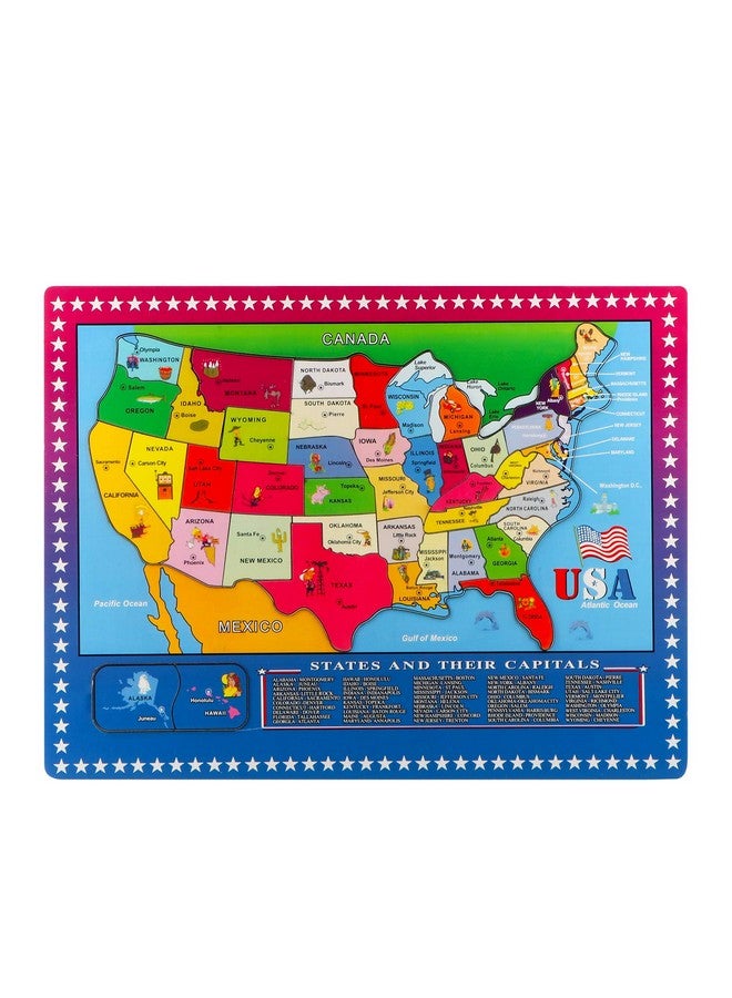 Joqutoys Wooden Usa Map Puzzle 46 Pieces Us Map Puzzle For Kids Educational Geography Puzzles United States Map Puzzle For Boys Girls Birthday Gift - Image 2