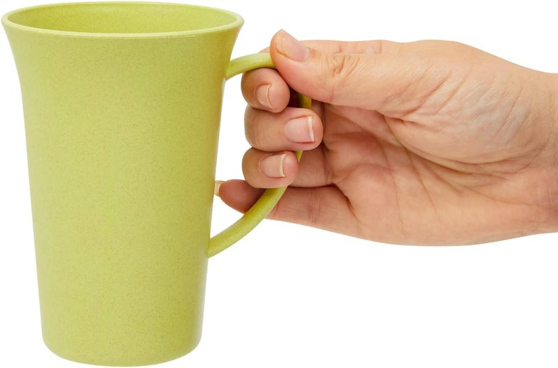 Okuna Outpost أكواب أوكونا أوتبوست غير قابلة للكسر مصنوعة من قش القمح مع مقبض مجموعة من 6 أكواب قهوة بلاستيكية قابلة لإعادة الاستخدام 3 ألوان 15 أونصة - Image 3