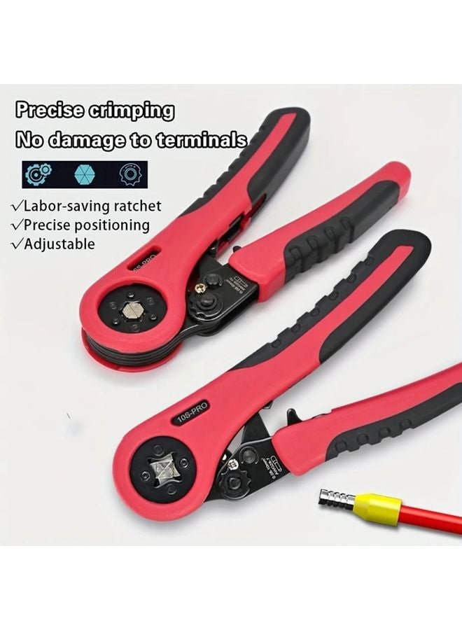 Heavy Duty Self Adjusting Ratchet Crimping Tool Set 6 6A Ergonomic Rubber Handles - Image 5