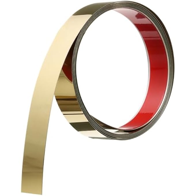 MOULDING STRIP, STAINLESS STEEL WALL CLADDING FOR STICKING, DECORATIVE CLADDING FOR WALL, MIRROR FRAME, CRAFT AND HOME DECOR, 10 FEET X 1.2 INCHES, MIRRORED GOLD - Image 1