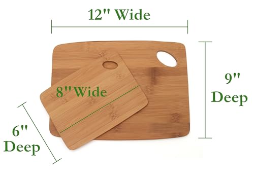 Lipper International Bamboo Wood Thin Kitchen Cutting Boards with Oval Hole in Corner, Set of 2 Boards, 6" x 8" and 9" x 12" - Image 2