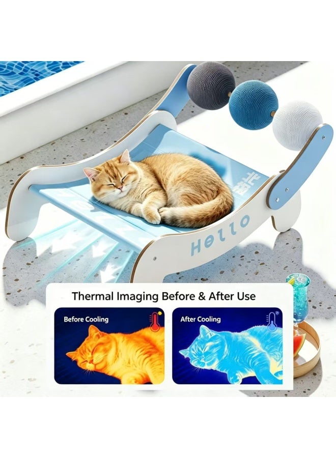 Elevated Pet Cooling Bed with Interactive Hanging Balls for Cats and Small Dogs - Image 5
