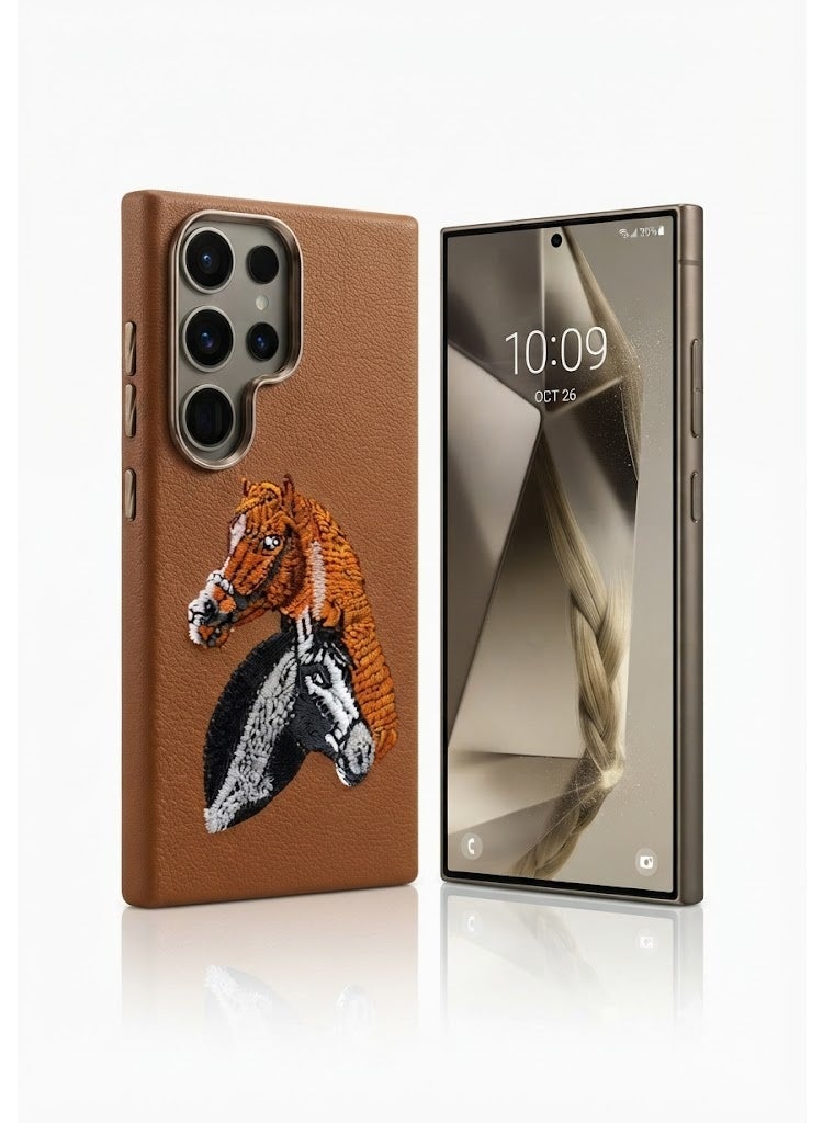 Samsung Galaxy S26Ultra Premium Luxury Leather Case with Embossed Horse Design | Slim Shockproof Protective Back Cover - Image 1