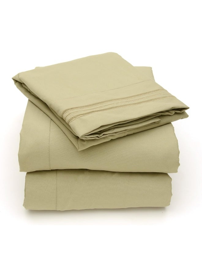 Sweet Home Collection Sweet Home Collection 4 Piece 2000 All Size 12 Colors Collection Egyptian Quality Deep Pocket Bed Sheet Set, California King, Sage 