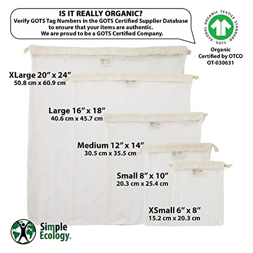 Simple Ecology Organic Cotton Mesh Laundry Bag; Machine Washing Bags for Delicates, Lingerie and Garments, X-Large 2 pack - Image 2