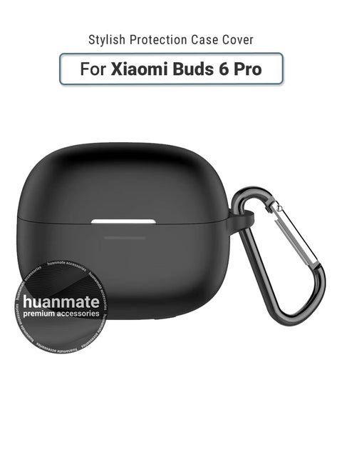 Xiaomi Buds 6 Pro Silicone Case Cover - Black - Made with Soft Silicone, Lightweight & Durable - Stylish Design, Accurate Cut-outs, Easy Installation & Removal