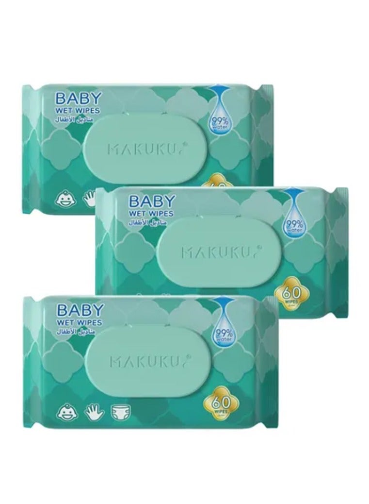 Makuku Baby Water Wipes 3 x 60 Wipes