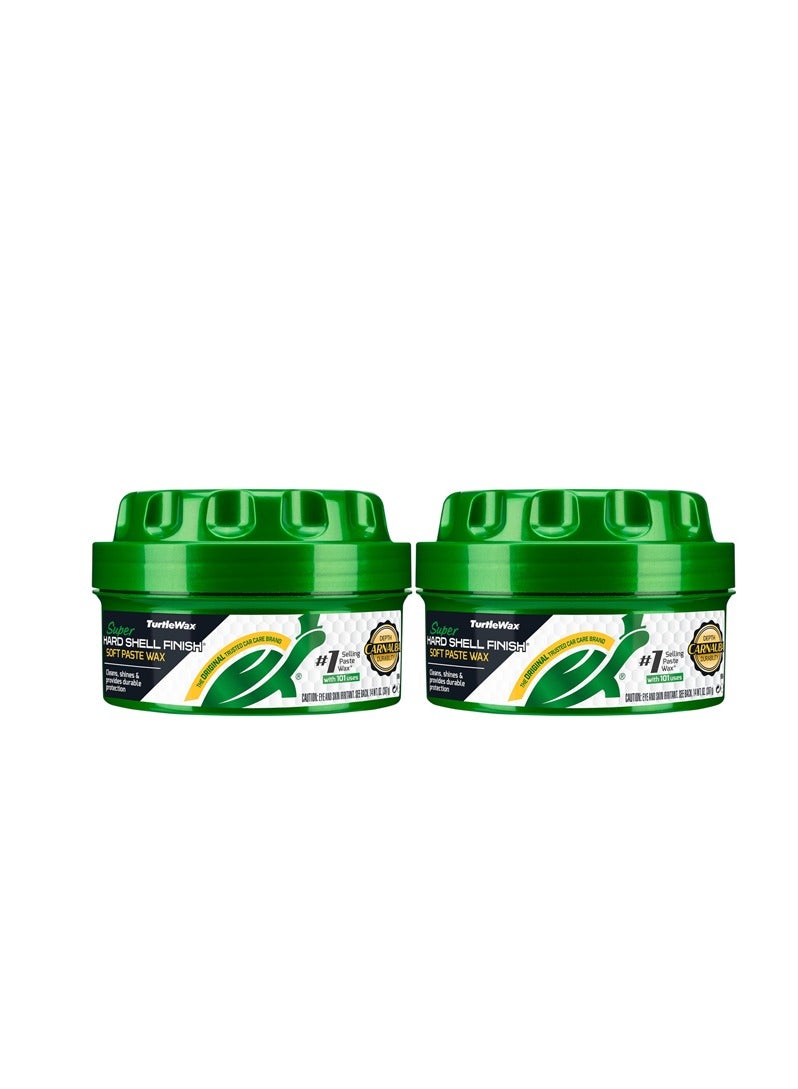 TurtleWax 2 Pieces Turtle Wax Super Hard Shell Finish Soft Paste Wax 397g – Car Polish, Carnauba Wax Protection, High Gloss Shine, Scratch Resistant Coating, Long Lasting Car Care Wax Combo Pack . - Image 1