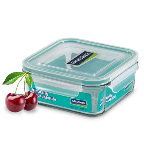 Glasslock Korea Tempered Glass Storage Containers with Lid - Classic 900ml Square - Airtight Food Storage Kitchen Container - Office Lunch Tiffin Box/Bowl, Microwave/Dishwasher/Fridge/Freezer Safe - Image 1