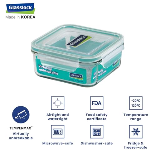 Glasslock Korea Tempered Glass Storage Containers with Lid - Classic 900ml Square - Airtight Food Storage Kitchen Container - Office Lunch Tiffin Box/Bowl, Microwave/Dishwasher/Fridge/Freezer Safe - Image 3
