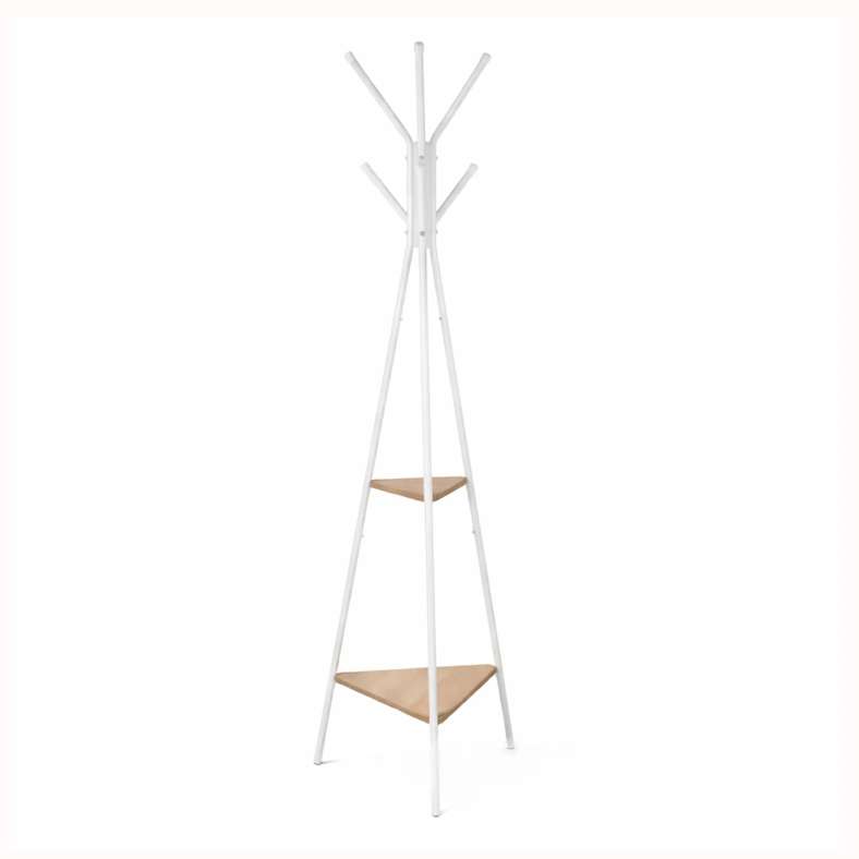 Pan Home Lella Tall Hanger with 2-Tier Storage Shelves 40x40x181cm - White - 262UHE9900041 - Image 2